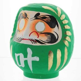 Daimonya Daruma Doll - Hecho en Japón - Bienestar y crecimiento (verde, mediano 4.7 pulgadas)