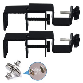 LAZTZQ Outside Mounted Blinds Curtain Rod Bracket Attachment, 1.3 - 2 inches Wide Track, Tool - Free & Drill - Free, with Installation Guide and Curtain Magnet Buckle (Black, 2 Pack)