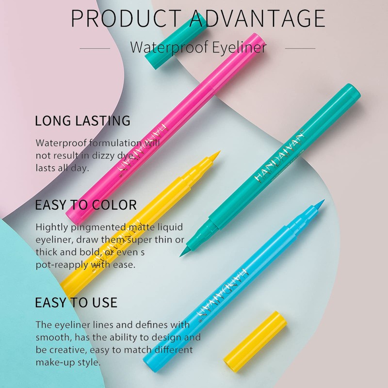 Coloured Eyeliner, White Eyeliner, Waterproof Liquid Eyeliner All Day Long-Lasting
