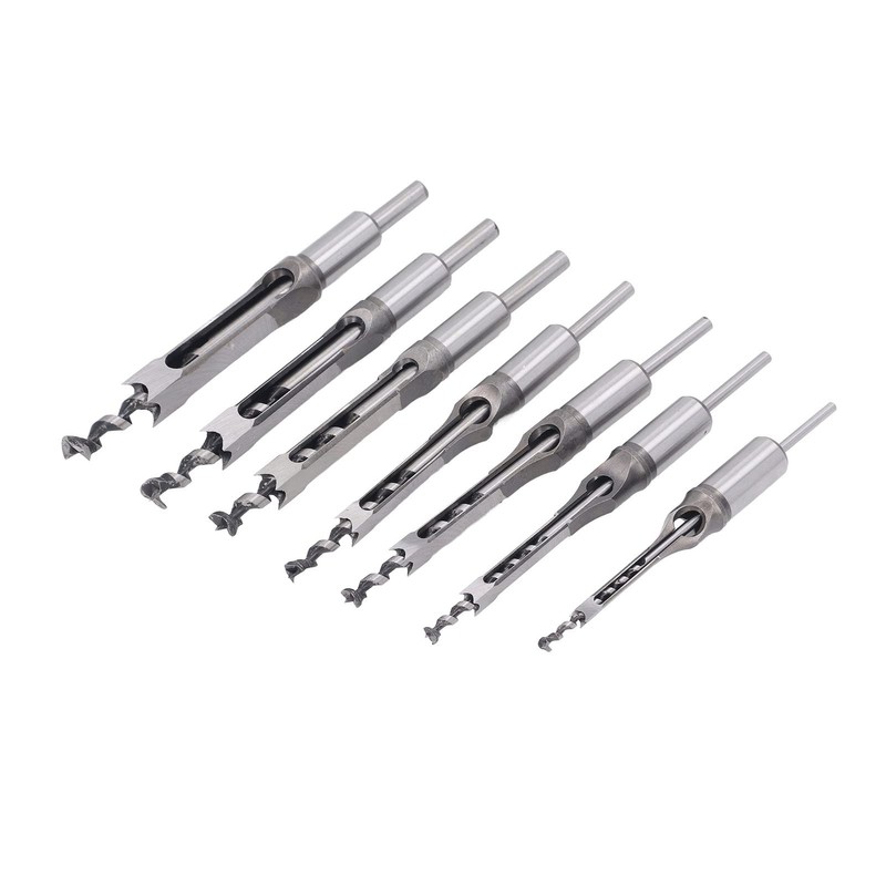 Garosa 7Pcs Square Hole Mortise Chisel Drill Bit Woodworking Hole