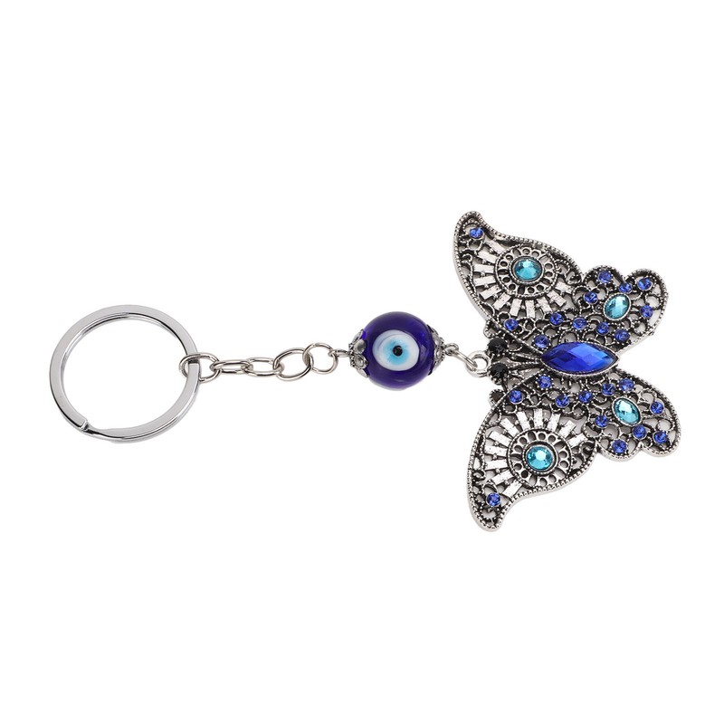 5Pcs Rhinestone Keychain Handcrafted Exquisite Beautiful Shiny Butterfly Shape Evil
