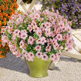 nckcmgl Outdoor Artificial Flowers,10 Bundles Fake Pink Silk Daisy Wildflower for Planter Pot UV Resistant Realistic for Outside Porch Home Patio Garden (Pink)