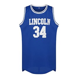 Jesus Shuttlesworth 34 Lincoln High School Basketball Jersey 90s Hip Hop Clothes for Party Men He Got Game Movie Jersey (Blue, Small)