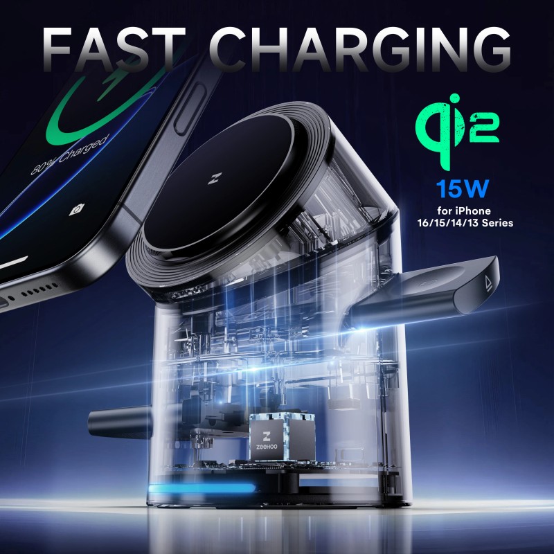 CylinTrick R 3-in-1 Wireless Charging Station-White-JP Plugsocket standard: JP, color: