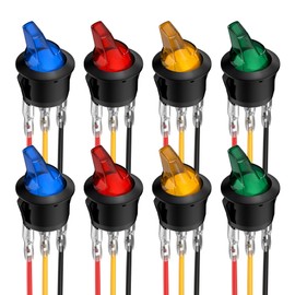 DaierTek Lighted Rocker Toggle Switch UL Listed 12V 20A ON/Off 3 Pin Round LED Illuminated Mini Toggle Switch SPST Switch for Automotive Car Marine Boat -8pcs