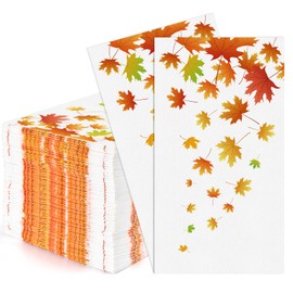 100Pcs Thanksgiving Napkins Disposable, Fall Paper Napkins for Thanksgiving Harvest Holiday Party, Fall Maple Leaves Paper Guest Towels, Autumn Hand Towels for Bathroom Kitchen Dinner Home Decoration