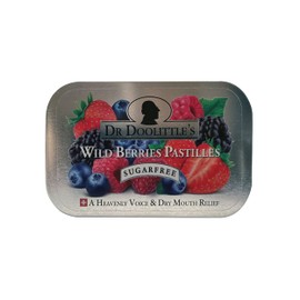 Dr. Doolittle’s Sugar Free Soft Fruit Pastilles for Voice and Throat, Wild Berries Flavor, 2.12 Ounce Tin, approximately 25 Count Package