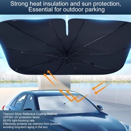 Parasol para Parabrisas Delantero, 125 x 65 cm, Parasol para Parabrisas de Coche, sombrilla Plegable de rotación de 360 ° para Coche, sombrilla de Coche (S)
