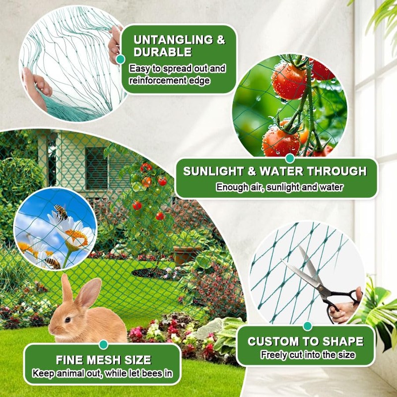 Vogelschutznetz, 2m x 5m Hühnernetz Gartennetz Geflügelnetz Teichnetz Obstschutz Pool
