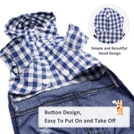 SILD Pet Denim Jumpsuit Dog Jeans Hoodies Cool Blue Coat Medium Small Dogs Classic Jacket Puppy Blue Vintage Washed Vests