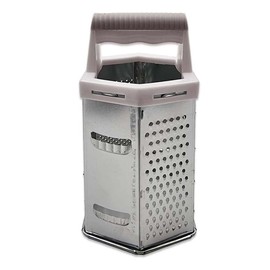 Six Sided Food Grater with Handle – Multi-Surface Metal Grater for Cheese, Vegetables & More – 19cm Height (Stone)
