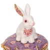 Rabbit Trinket Box Vintage Metal Enamel Antique Floral Engraving Pattern