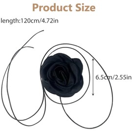 Flower Choker Necklace, Flower Necklace Rose Flower Necklace Fashionable Retro Flower Collar Tie Necklace Women Neck Accessories for Women Girls Bridal Wedding Party Birthday Christmas Black, Suede