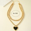 Danshinbow Double Layer Twists Necklace Exaggerated Black Gold Love Heart