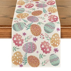 Artoid Mode Camino de mesa de huevos de Pascua de acuarela, primavera de temporada, decoracion para mesa de comedor, adorno para mesa de comedor para decoración de fiesta del hogar, 13 x 90 pulgadas