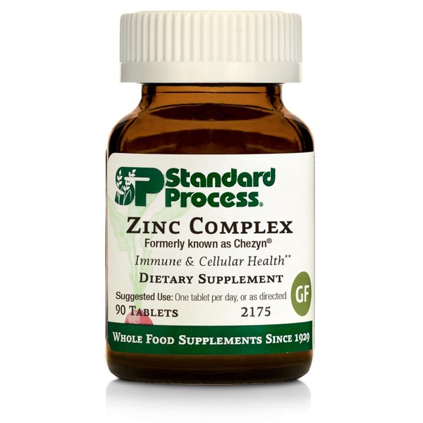 Standard Process Zinc Complex - Immune Support, Thyroid Support, Cognitive Health, and Blood Health Support with Iron, Zinc, and Copper - 90 Tablets
