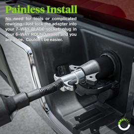 ONLINE LED STORE 7-Way Blade to 6-Way Round Trailer Adapter [Nickel-Plated Copper Terminals] [Rugged Nylon Housing] [Compact Design] 7-pin to 6-pin Trailer Wiring Plug Adapter