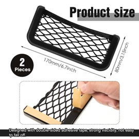 Frienda Frienda 2 Pcs ABS Plastic Frame Car Storage Net Bag Phone Car Mesh Net Holder RV Storage Boat Cargo Pocket Organizer Framed Mesh Pocket with Screws for Auto RV (6.7 x 3.15 Inch)