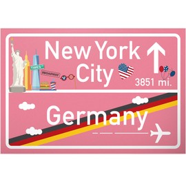 DankeDir! New York City Sign Pink Gift for Her - America Travel Cute Decoration NYC Fans Wall Decoration Door Sign Girls Home Gift Idea Birthday Gift Best Friend Party Decoration