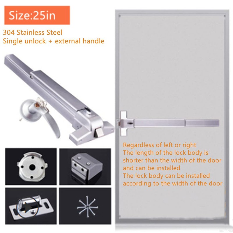 COOLOUS Controls Push Bar Panic Exit Device Aluminum, with Exterior