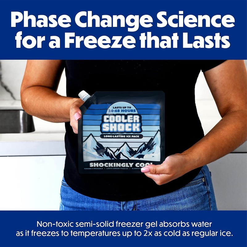 Cooler Shock Ice Packs for Cooler - Long Lasting, Reusable