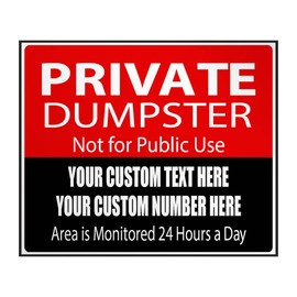 Custom Industrial Decals Horizontal Vinyl Stickers Private Dumpster Sign Security Industrial Safety Sign Label 12x9Inches