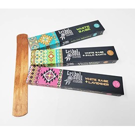 Tribal Soul Incense Smudge Sticks - White Sage-Lavender, White SaGe, White Sage-Palo Santo with JRose Incense Holder TS-5
