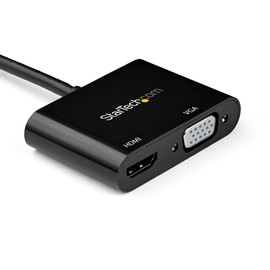 StarTech.com Mini DisplayPort to HDMI VGA Adapter - mDP 1.2 HBR2 to HDMI 2.0 (4K 60Hz) or VGA 1080p Video Converter Dongle - Mini DP to HDMI or VGA Monitor - Thunderbolt 2 Compatible (MDP2VGAHD20)