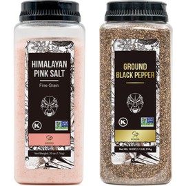 Soeos Himalayan Pink Salt Fine 39 oz + Ground Black Peppercorns 18 oz,Salt and Pepper for Grinder Refill