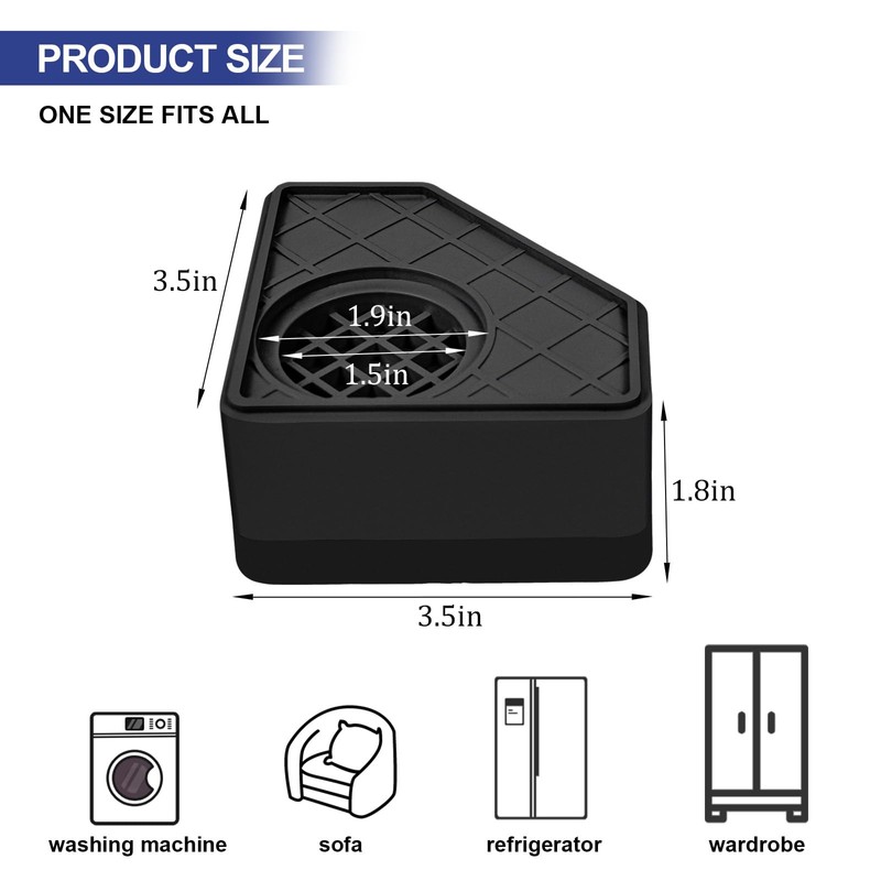 4Pcs Anti Vibration Pads for Washing Machine, Stops Washer Dryer
