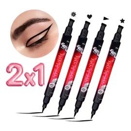 Delineador Ojos Con Sello Waterproof Eyeliner Makeup 2x1 F