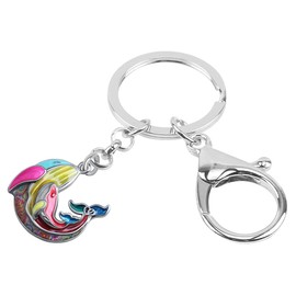 Enamel Alloy Ocean Whale Keychain Mothers Day Charms Novelty Gifts For Women Girls Bag Wallet (Multicolor)