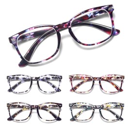 CCVOO 5 Pack Reading Glasses Blue Light Blocking Women/Men, Anti UV Ray/Glare Readers Fashion Eyeglasses with Spring Hinge (B5 Mix,2.50)