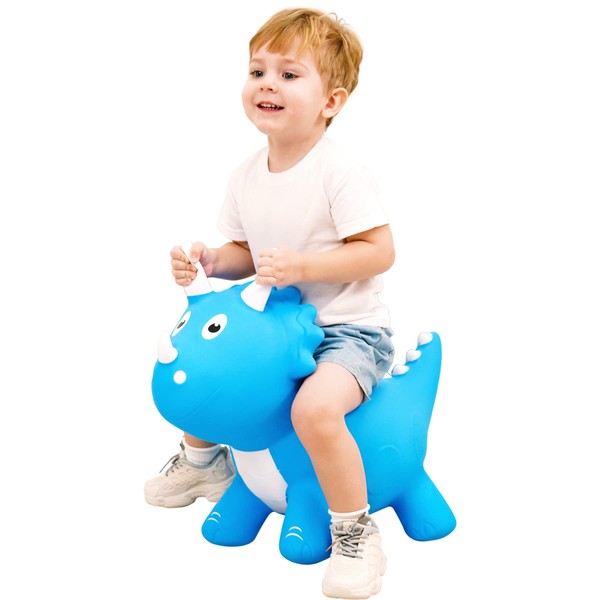 EVERICH TOY Kids Dinosaur Bouncy Animal Toys, Inflatable Triceratops Bouncer, Ride on Bounce Hopper, Indoor Outdoor Activity Birthday Gift for 18 Months 2 3 4 Years Old Boys