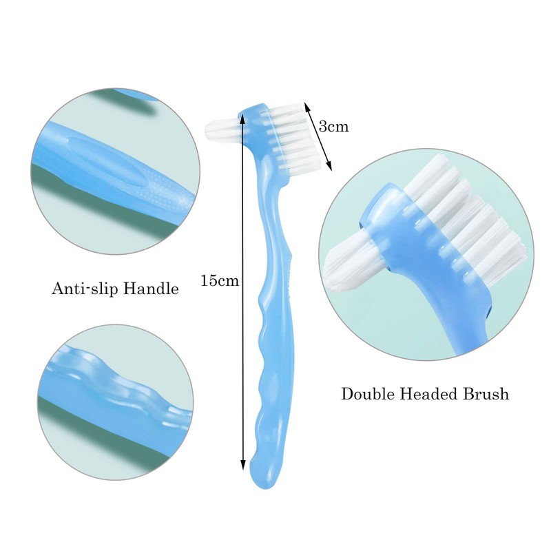 EvaGO 4 Pcs Denture Cleaning Brush with Multi-Layered Bristles and