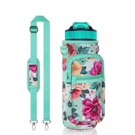 Water Bottle Carrier Bag, 25oz 32oz Crossbody Water Bottle Holder with Adjustable Shoulder Strap, Sling Bag Sleeve Pouch Holder with Phone Pocket and Small Pocket for Walking Hiking Camping Gym