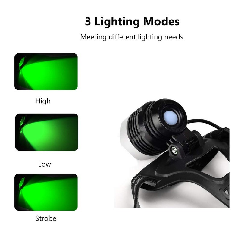 Miular Green Light Headlamp Flashlight 3 Modes Led Hunting Headlight