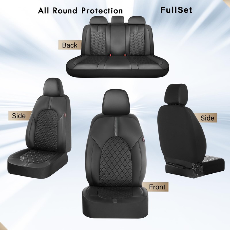 Coverado Seat Covers, Car Seat Covers Full Set, Black Front