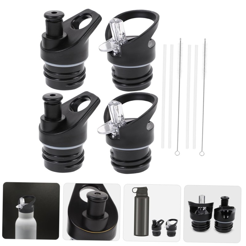 BESPORTBLE 4Sets Portable Straw Lid for Wide Mouth Water Flasks