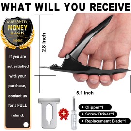Black Premium Adjustable Stainless Steel Artificial Acrylic Fake False Nail Tip Clipper Cutter Trimmer Manicure Pedicure Sharp Blade Clip Tool For Salon Home Nail Art Beauty Design DIY