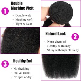 Bundles Human Hair Kinky Straight Human Hair Bundles For Black Women Yaki Straight 4 Bundles 20 22 24 26 Inch Natural Black