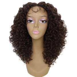 LUXLUXE Precious Curly Curly 17 in Long Lace Front Wig, Heat Resistant Fibers, Multiple Shades of Natural, Dip Dyed, & Blended Colors