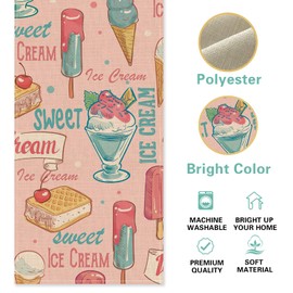 Croar Summer Ice Cream Dining Table Runner, Sweet Dessert Popsicle Burlap Kitchen Decoration, Seasonal Indoor Outdoor Home Decor Party Supply 13 x 72 Inches