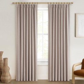 Thick Linen Viral Black Out Curtains 92 Inches Long for Dining Room 2 Panels Set, Bohemian Pinch Pleated Room Darkening Drapes with Back Tab Ceiling Track for Nursery Office 40x92 Inch Burlap Curtain