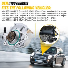 keriolee 904-819 Brake Booster Vacuum Pump Compatible with 2006-2015 R55 R56 Mini Cooper 2008-2015 R57 Mini Cooper 2010-2015 R58 R59 Mini Cooper 11667556919