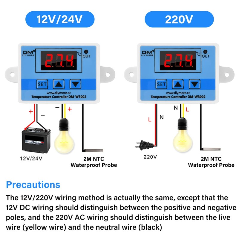 diymore Digital Temperature Controller AC 110V-220V Microcomputer Thermostat Controller Switching
