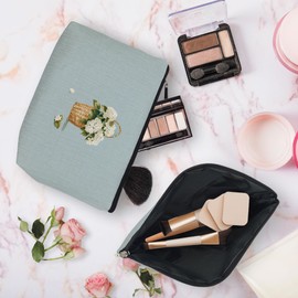 huester Hydrangea Blue Makeup Bag, Hydrangeas Floral Cosmetic Bag Travel Makeup Make Up Bags Pouch Gifts For Daughter Sisters Coworker Friends Makeup Mom Women Friendship Girls