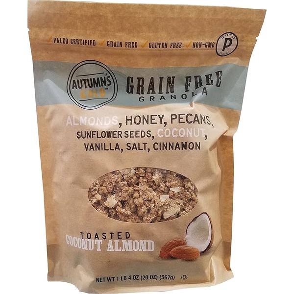 Autumns Gold Grain Free Toasted Coconut Almond Granola 20 oz,