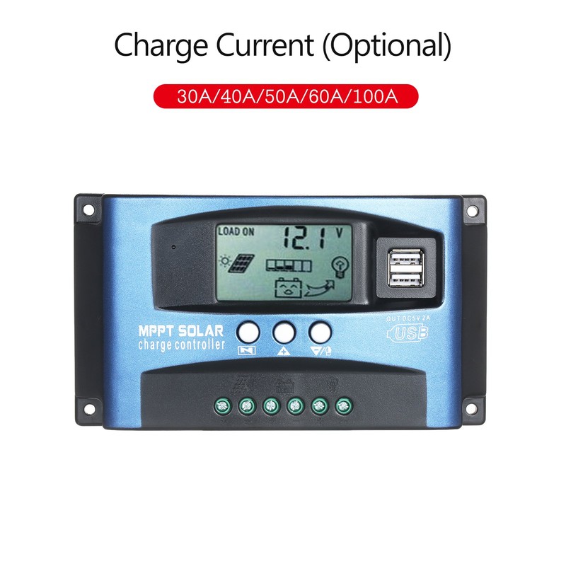MPPT Solar Charge Controller Dual USB Solar Controller Smart LCD