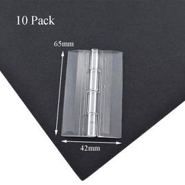 Odinest Clear Acrylic Hinge Transparent Folding Lightweight 65x42mm Crystal Plastic Smoothly Open Close No Squeak Easy Glue Strong Sturdy for Attach Aquarium Lid Cover Hang Plexiglass Cabinet 10pcs